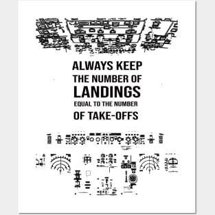 Cockpit Instrument, Always Keep The number of Landings... Pilot Aviation funny quote Posters and Art